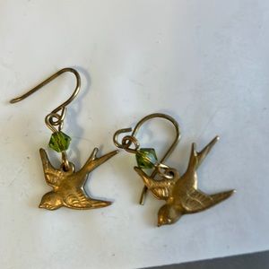 Vintage,Rare Swallows Pierced Earrings.
